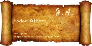 Hodor Albert névjegykártya